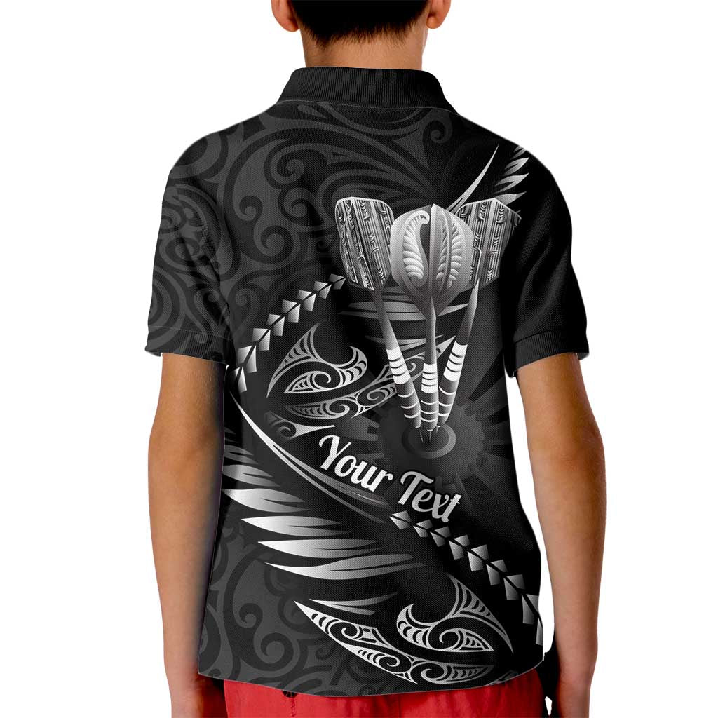 Personalised All Black New Zealand Darts Kid Polo Shirt Aoteroa Fern Maori Galaxy Style LT14 - Polynesian Pride