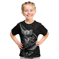 Personalised All Black New Zealand Darts Kid T Shirt Aoteroa Fern Maori Galaxy Style LT14 Black - Polynesian Pride
