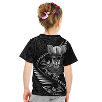 Personalised All Black New Zealand Darts Kid T Shirt Aoteroa Fern Maori Galaxy Style LT14 - Polynesian Pride