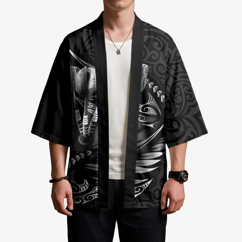 Personalised All Black New Zealand Darts Kimono Aoteroa Fern Maori Galaxy Style - Polynesian Pride