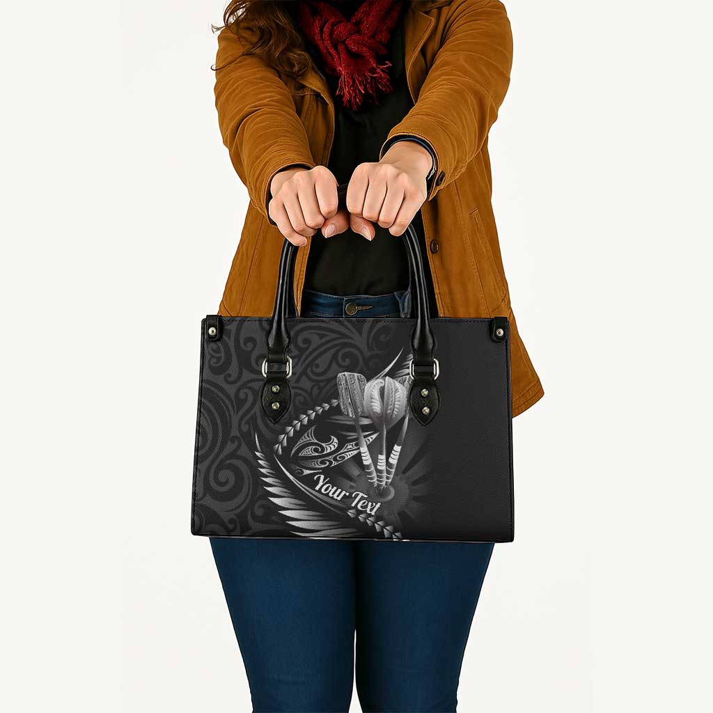 Personalised All Black New Zealand Darts Leather Bag Aoteroa Fern Maori Galaxy Style - Polynesian Pride