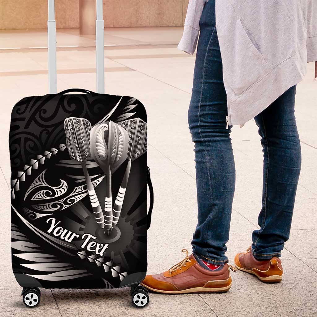 Personalised All Black New Zealand Darts Luggage Cover Aoteroa Fern Maori Galaxy Style LT14 Black - Polynesian Pride
