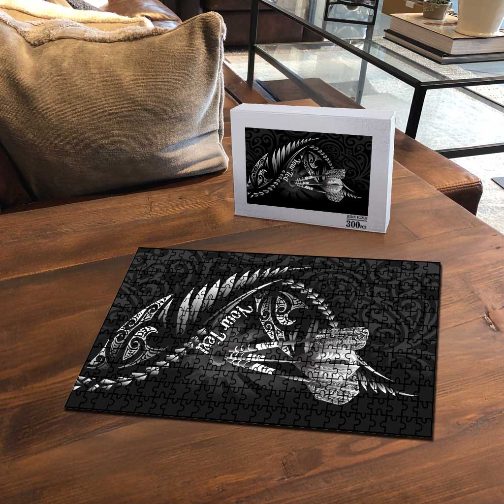 Personalised All Black New Zealand Darts Puzzle Aoteroa Fern Maori Galaxy Style - Polynesian Pride
