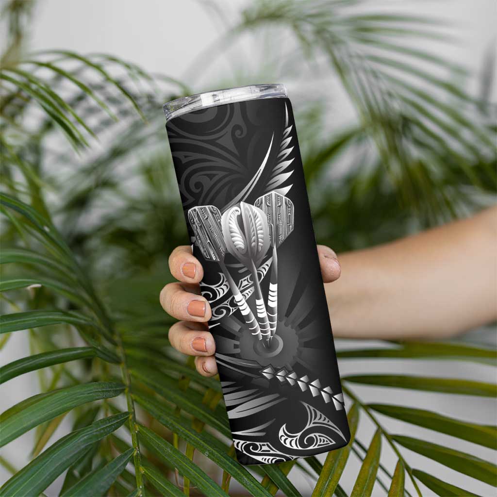 All Black New Zealand Darts Skinny Tumbler Aoteroa Fern Maori Galaxy Style LT14 - Polynesian Pride