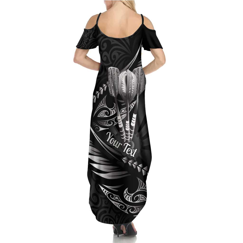 Personalised All Black New Zealand Darts Summer Maxi Dress Aoteroa Fern Maori Galaxy Style LT14 - Polynesian Pride