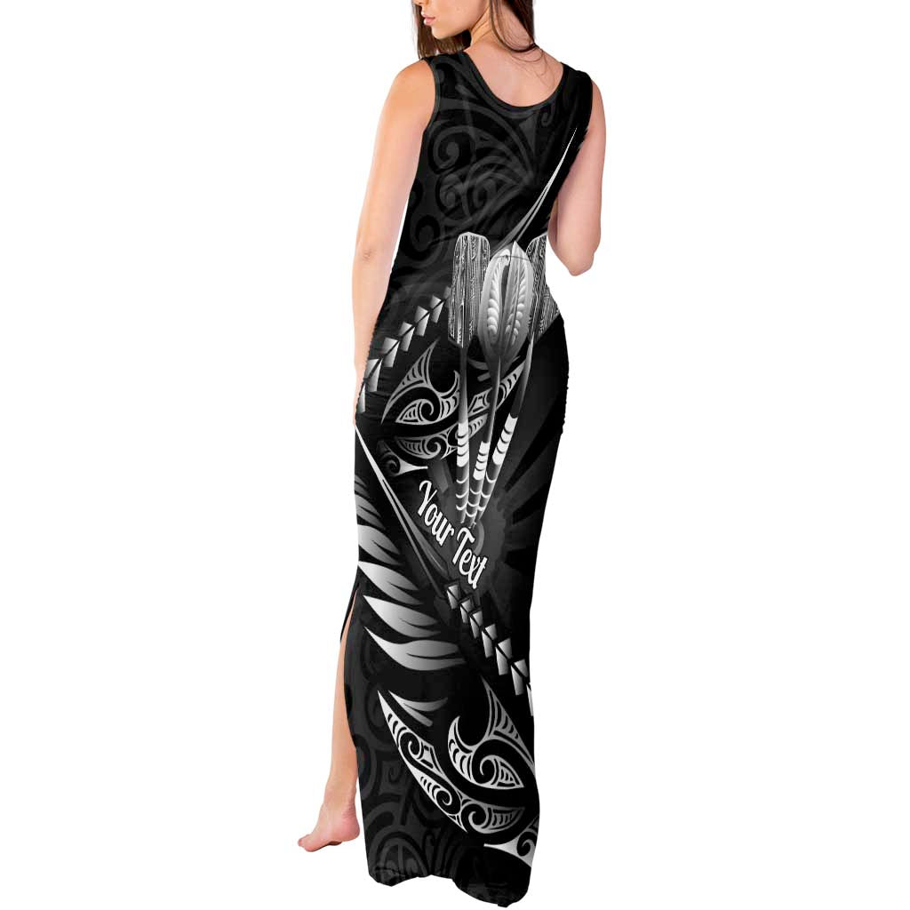 Personalised All Black New Zealand Darts Tank Maxi Dress Aoteroa Fern Maori Galaxy Style LT14 - Polynesian Pride