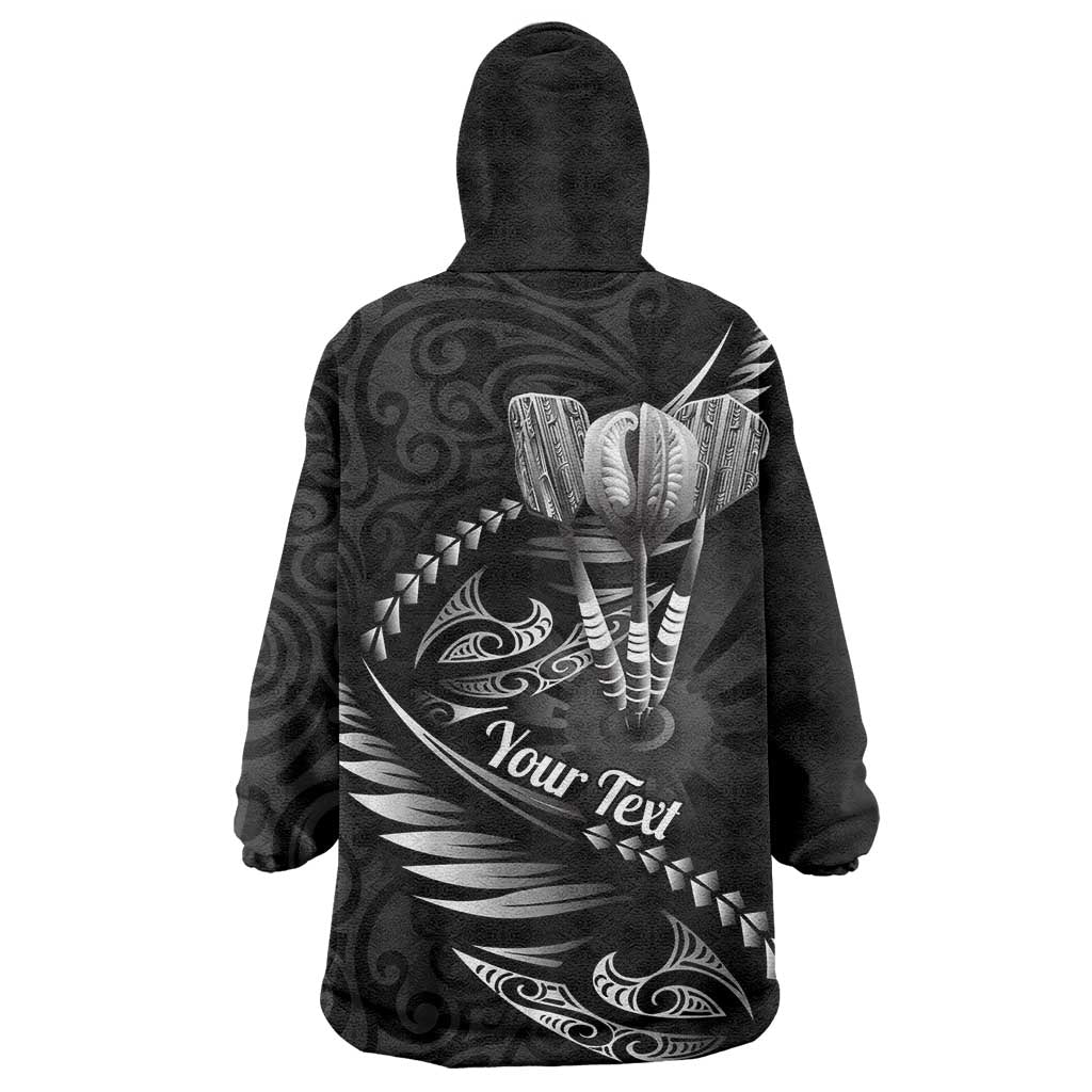 Personalised All Black New Zealand Darts Wearable Blanket Hoodie Aoteroa Fern Maori Galaxy Style LT14 - Polynesian Pride