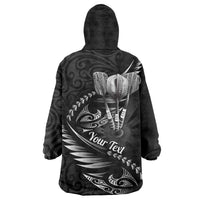 Personalised All Black New Zealand Darts Wearable Blanket Hoodie Aoteroa Fern Maori Galaxy Style LT14 - Polynesian Pride