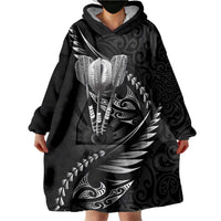 Personalised All Black New Zealand Darts Wearable Blanket Hoodie Aoteroa Fern Maori Galaxy Style LT14 - Polynesian Pride