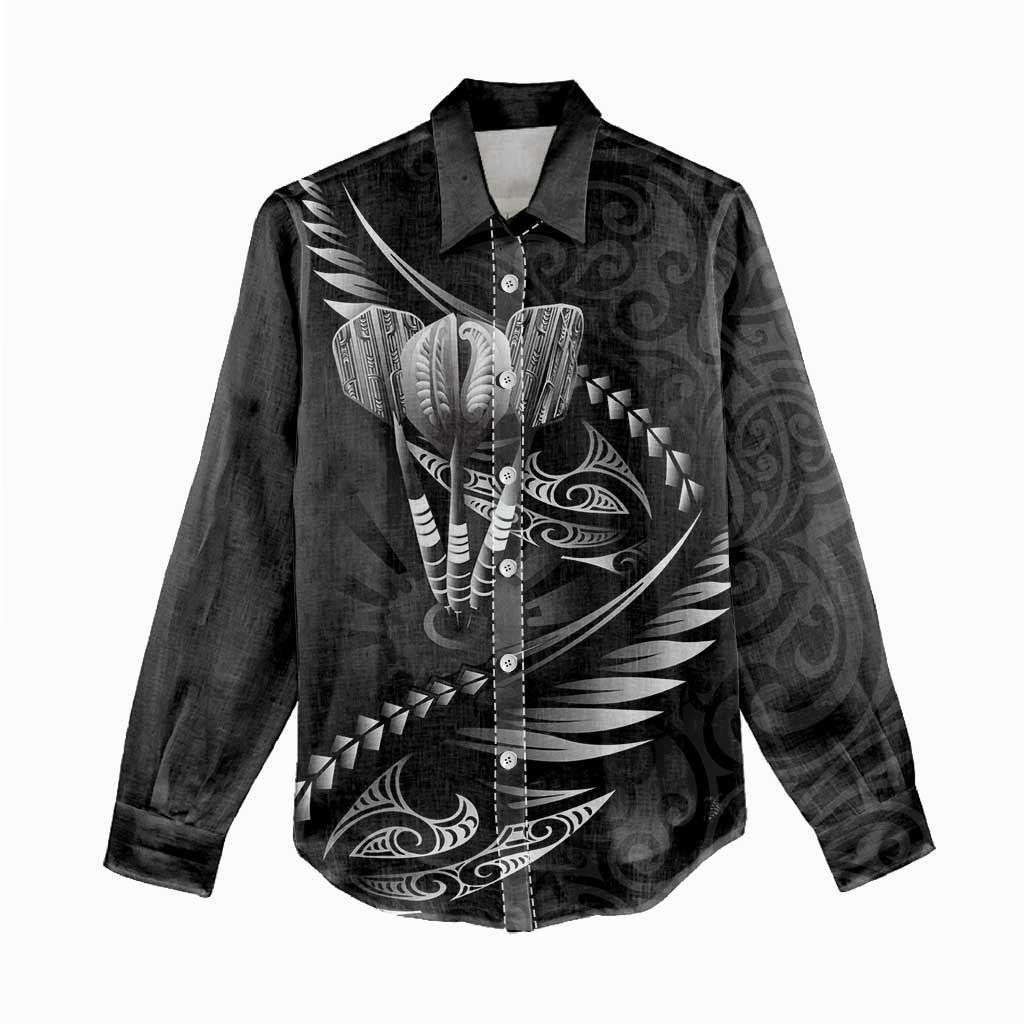 Personalised All Black New Zealand Darts Women Casual Shirt Aoteroa Fern Maori Galaxy Style LT14 - Polynesian Pride