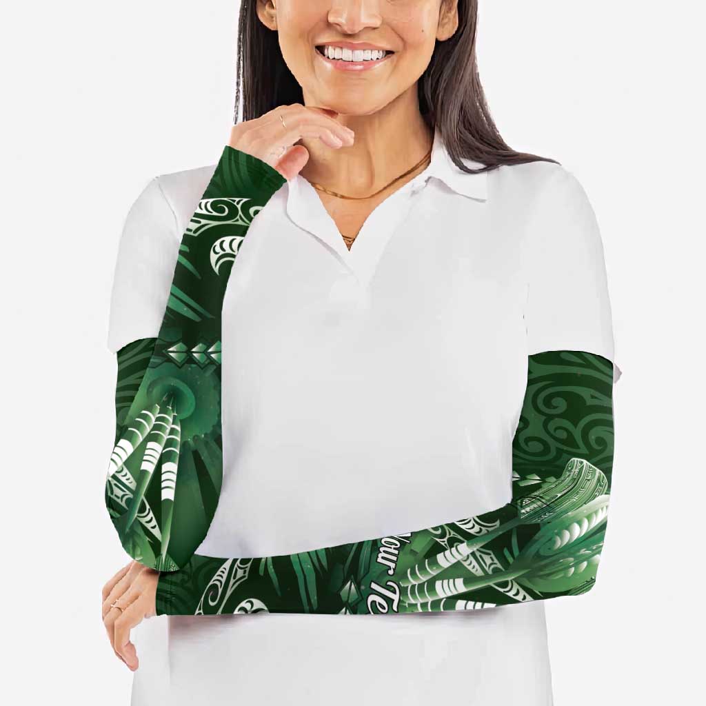 Personalised All Green New Zealand Darts Arm Sleeves Aoteroa Fern Maori Galaxy Style - Polynesian Pride