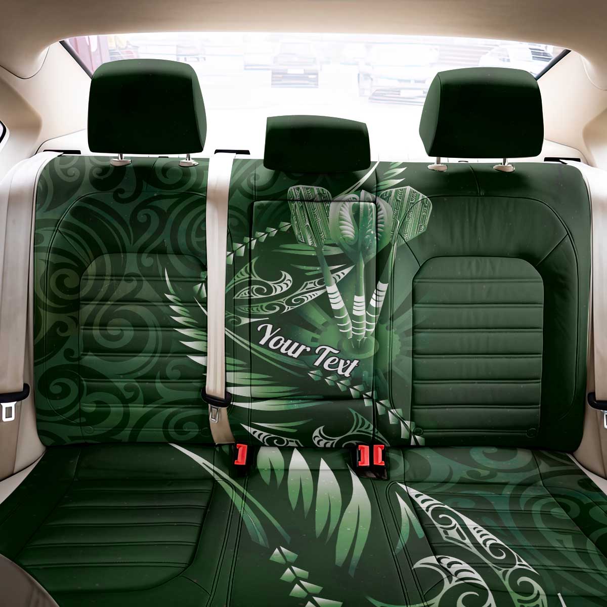 Personalised All Green New Zealand Darts Back Car Seat Cover Aoteroa Fern Maori Galaxy Style LT14 - Polynesian Pride