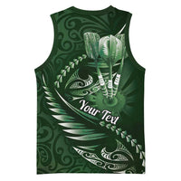 Personalised All Green New Zealand Darts Basketball Jersey Aoteroa Fern Maori Galaxy Style LT14 - Polynesian Pride