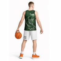 Personalised All Green New Zealand Darts Basketball Jersey Aoteroa Fern Maori Galaxy Style LT14 - Polynesian Pride