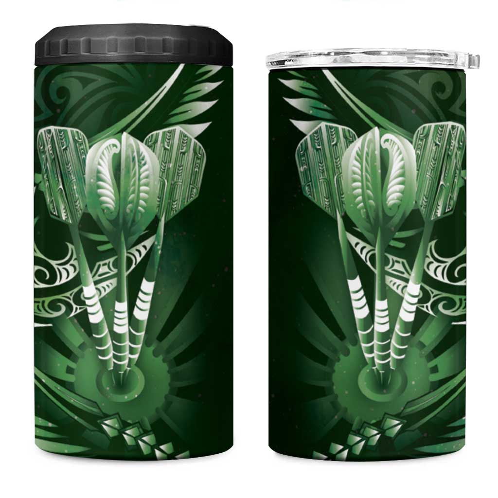 All Green New Zealand Darts 4 in 1 Can Cooler Tumbler Aoteroa Fern Maori Galaxy Style LT14 One Size: 16 oz Green - Polynesian Pride