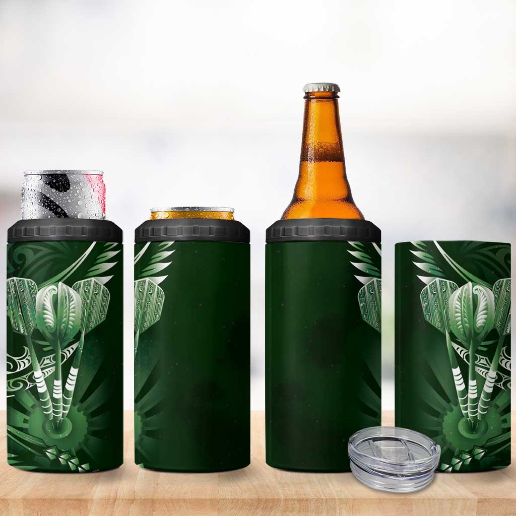 All Green New Zealand Darts 4 in 1 Can Cooler Tumbler Aoteroa Fern Maori Galaxy Style LT14 - Polynesian Pride