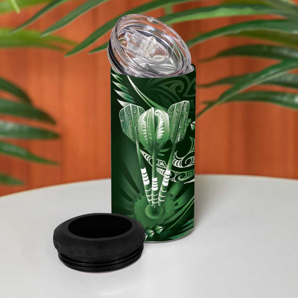 All Green New Zealand Darts 4 in 1 Can Cooler Tumbler Aoteroa Fern Maori Galaxy Style LT14 - Polynesian Pride