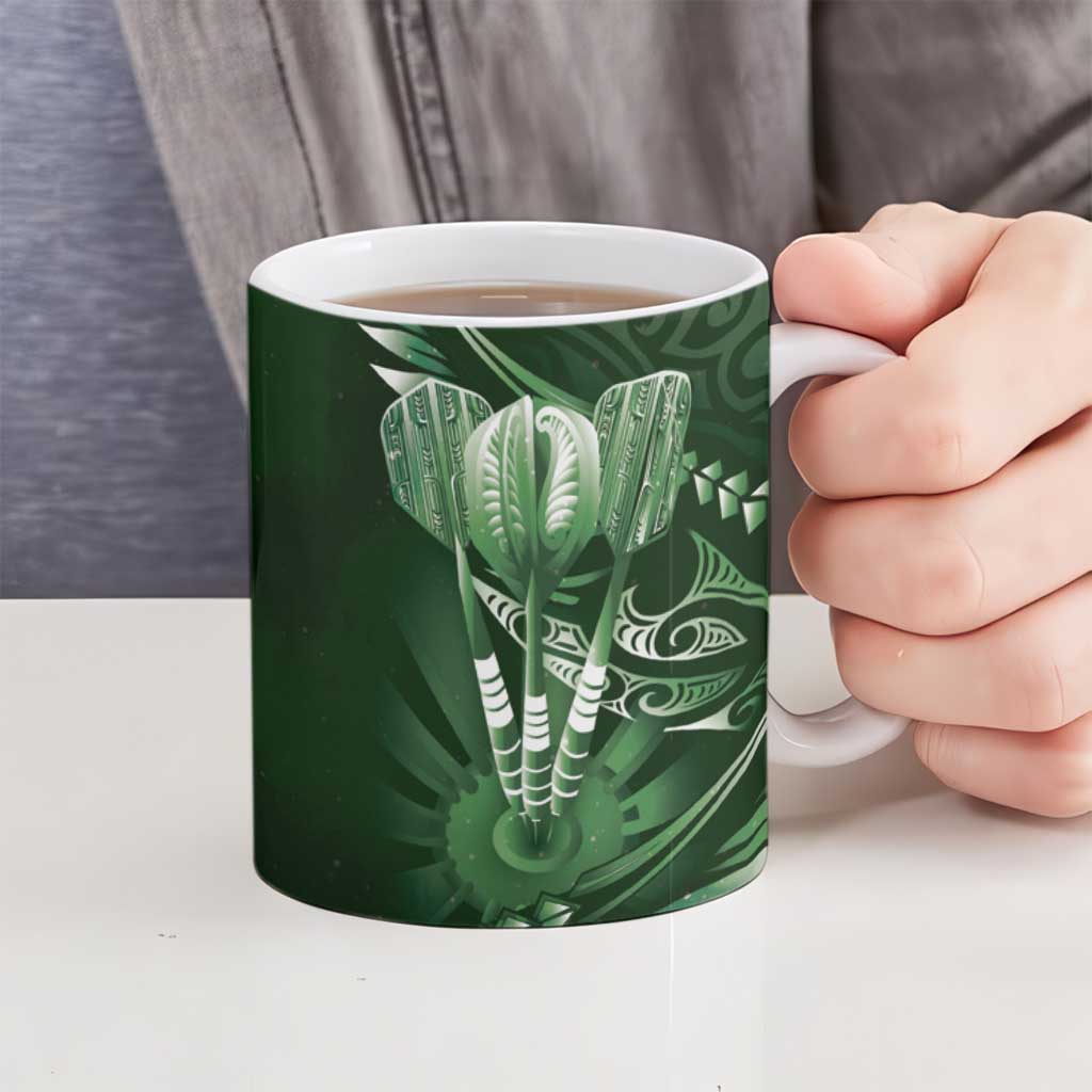 All Green New Zealand Darts Ceramic Mug Aoteroa Fern Maori Galaxy Style - Polynesian Pride