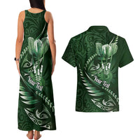 Personalised All Green New Zealand Darts Couples Matching Tank Maxi Dress and Hawaiian Shirt Aoteroa Fern Maori Galaxy Style LT14 - Polynesian Pride