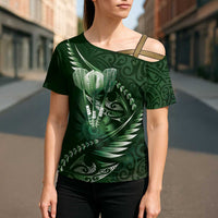 Personalised All Green New Zealand Darts Cross Shoulder Shirt Aoteroa Fern Maori Galaxy Style LT14 - Polynesian Pride