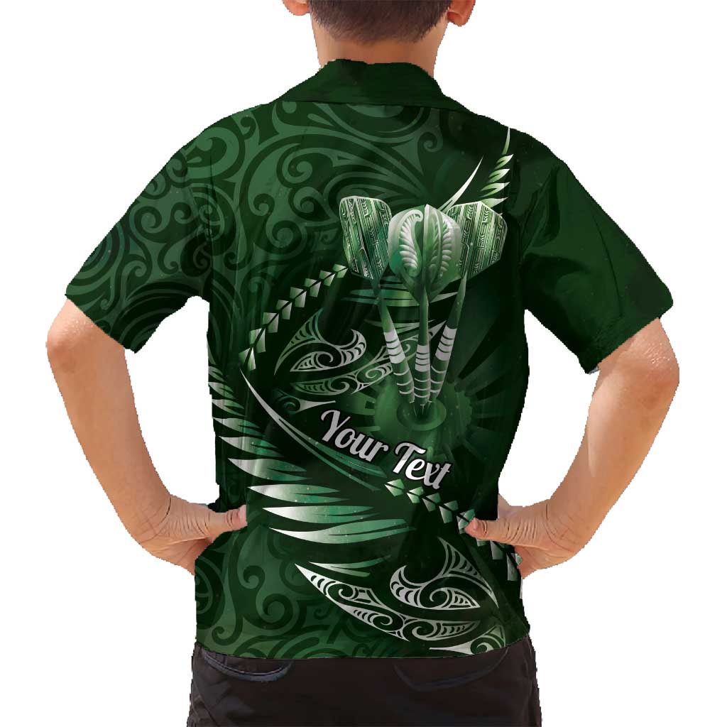 Personalised All Green New Zealand Darts Family Matching Long Sleeve Bodycon Dress and Hawaiian Shirt Aoteroa Fern Maori Galaxy Style LT14 - Polynesian Pride
