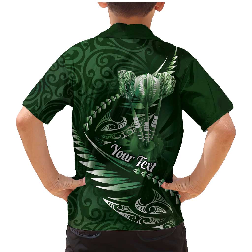 Personalised All Green New Zealand Darts Family Matching Mermaid Dress and Hawaiian Shirt Aoteroa Fern Maori Galaxy Style LT14 - Polynesian Pride