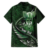 Personalised All Green New Zealand Darts Family Matching Short Sleeve Bodycon Dress and Hawaiian Shirt Aoteroa Fern Maori Galaxy Style LT14 - Polynesian Pride