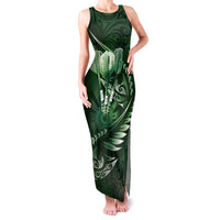 Personalised All Green New Zealand Darts Family Matching Tank Maxi Dress and Hawaiian Shirt Aoteroa Fern Maori Galaxy Style LT14 Mom's Dress Green - Polynesian Pride