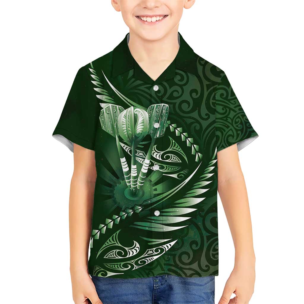Personalised All Green New Zealand Darts Hawaiian Shirt Aoteroa Fern Maori Galaxy Style LT14 - Polynesian Pride