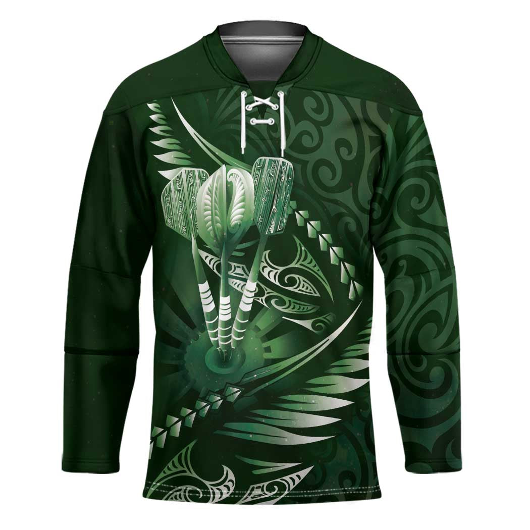 Personalised All Green New Zealand Darts Hockey Jersey Aoteroa Fern Maori Galaxy Style - Polynesian Pride
