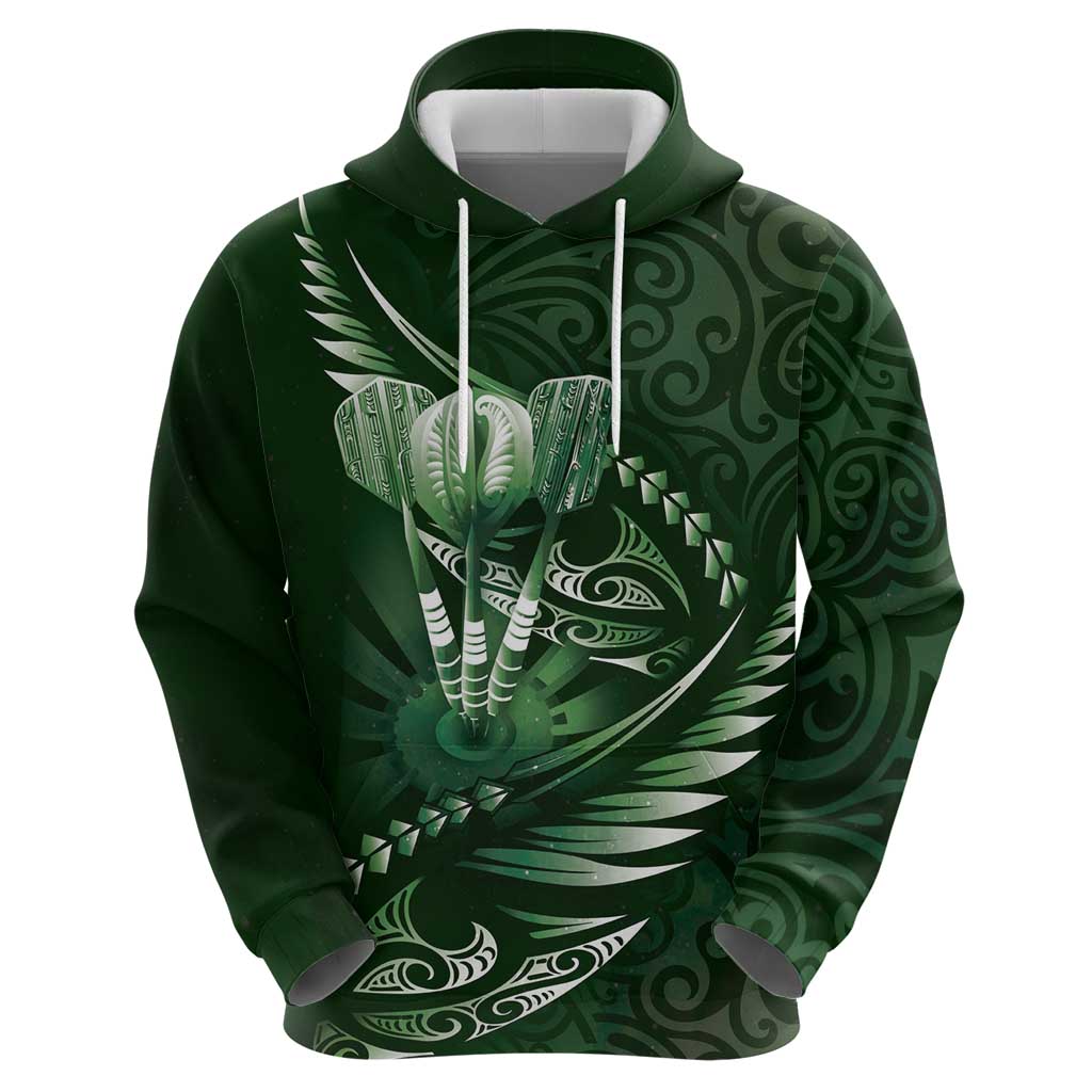 Personalised All Green New Zealand Darts Hoodie Aoteroa Fern Maori Galaxy Style LT14 - Polynesian Pride