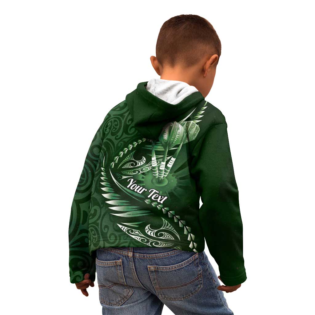 Personalised All Green New Zealand Darts Kid Hoodie Aoteroa Fern Maori Galaxy Style LT14 - Polynesian Pride