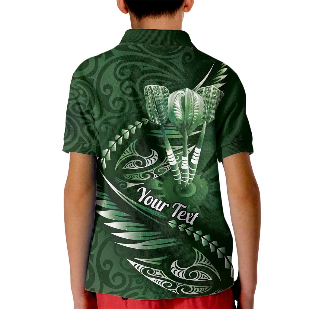 Personalised All Green New Zealand Darts Kid Polo Shirt Aoteroa Fern Maori Galaxy Style LT14 - Polynesian Pride