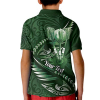 Personalised All Green New Zealand Darts Kid Polo Shirt Aoteroa Fern Maori Galaxy Style LT14 - Polynesian Pride