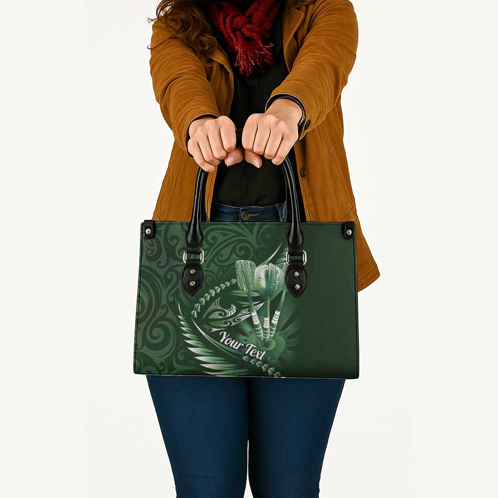 Personalised All Green New Zealand Darts Leather Bag Aoteroa Fern Maori Galaxy Style - Polynesian Pride