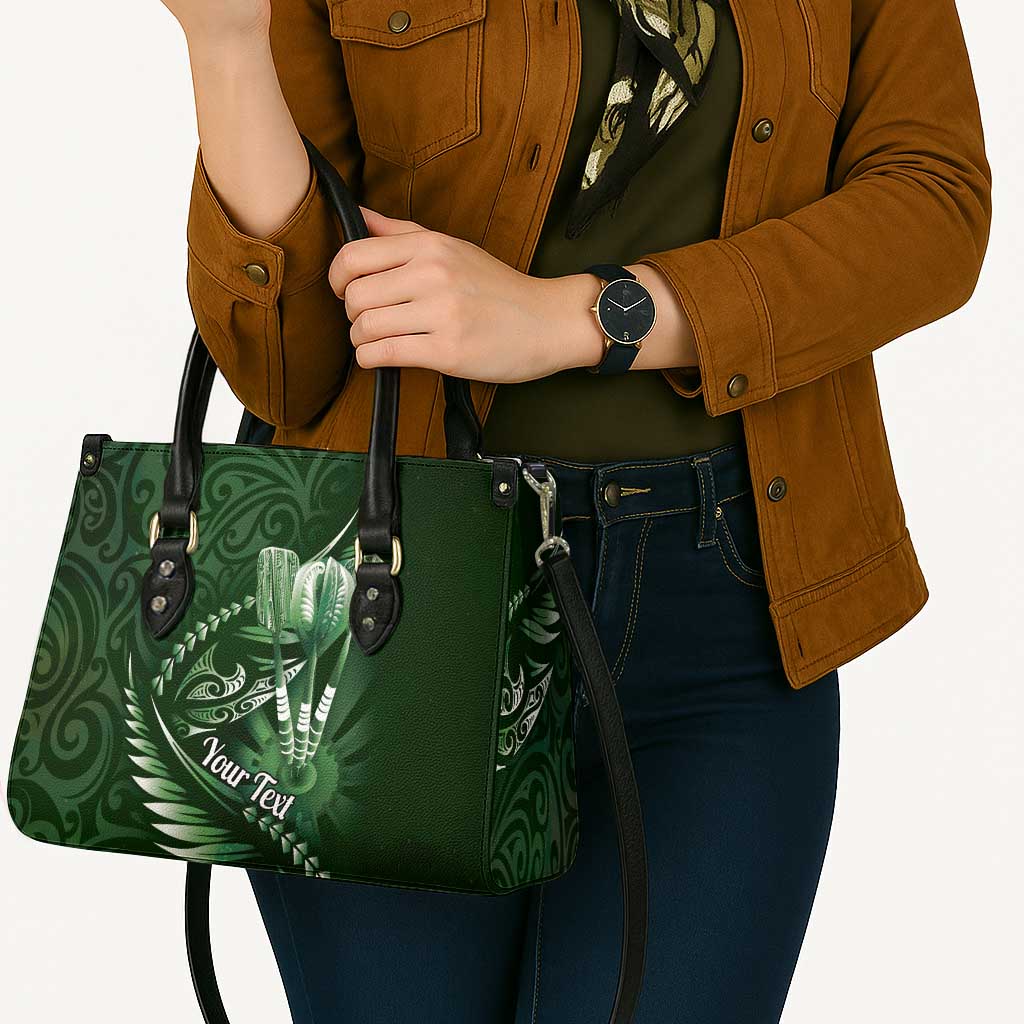 Personalised All Green New Zealand Darts Leather Bag Aoteroa Fern Maori Galaxy Style - Polynesian Pride