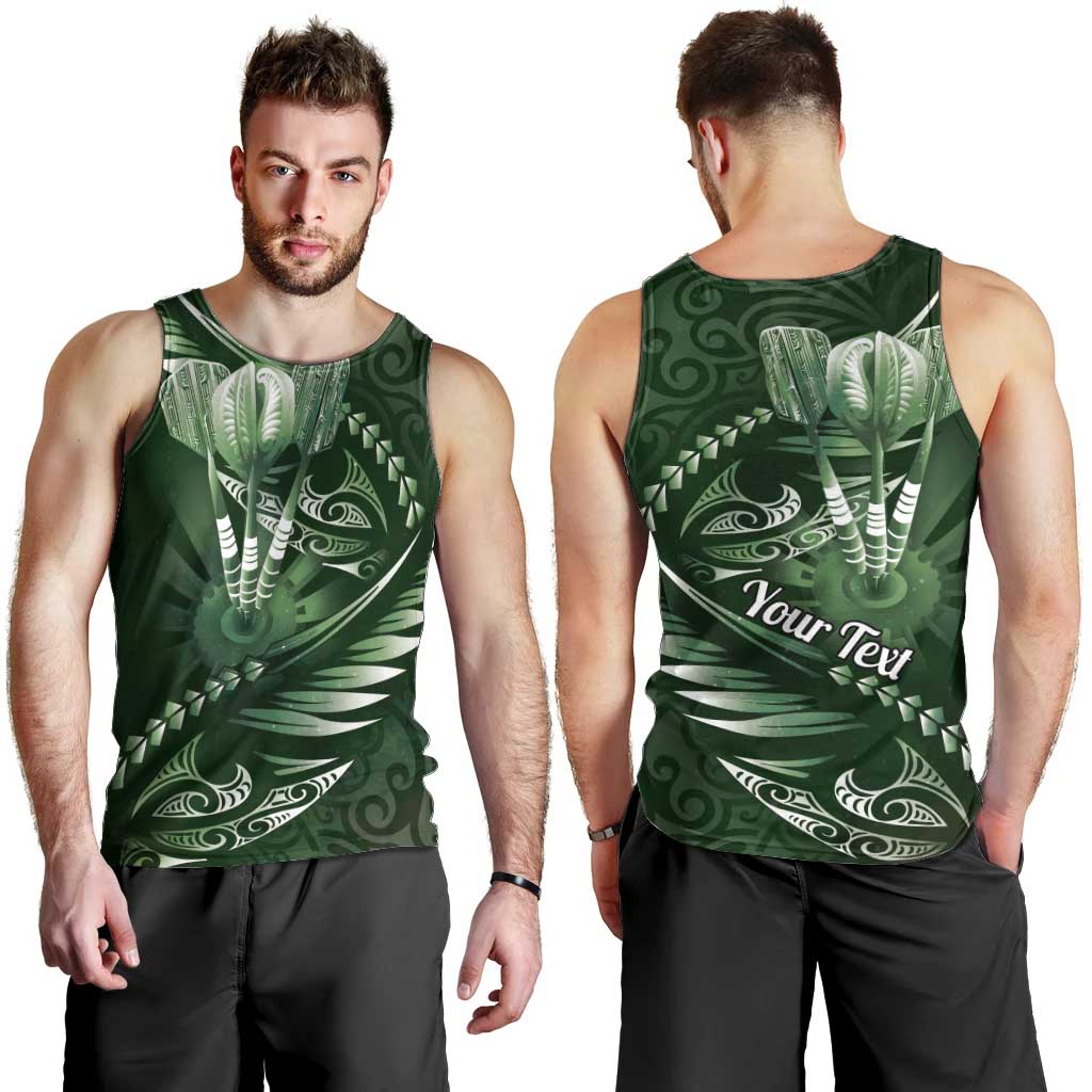 Personalised All Green New Zealand Darts Men Tank Top Aoteroa Fern Maori Galaxy Style LT14 - Polynesian Pride