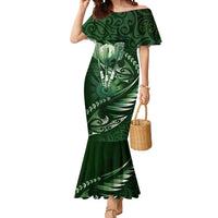 Personalised All Green New Zealand Darts Mermaid Dress Aoteroa Fern Maori Galaxy Style LT14 Women Green - Polynesian Pride