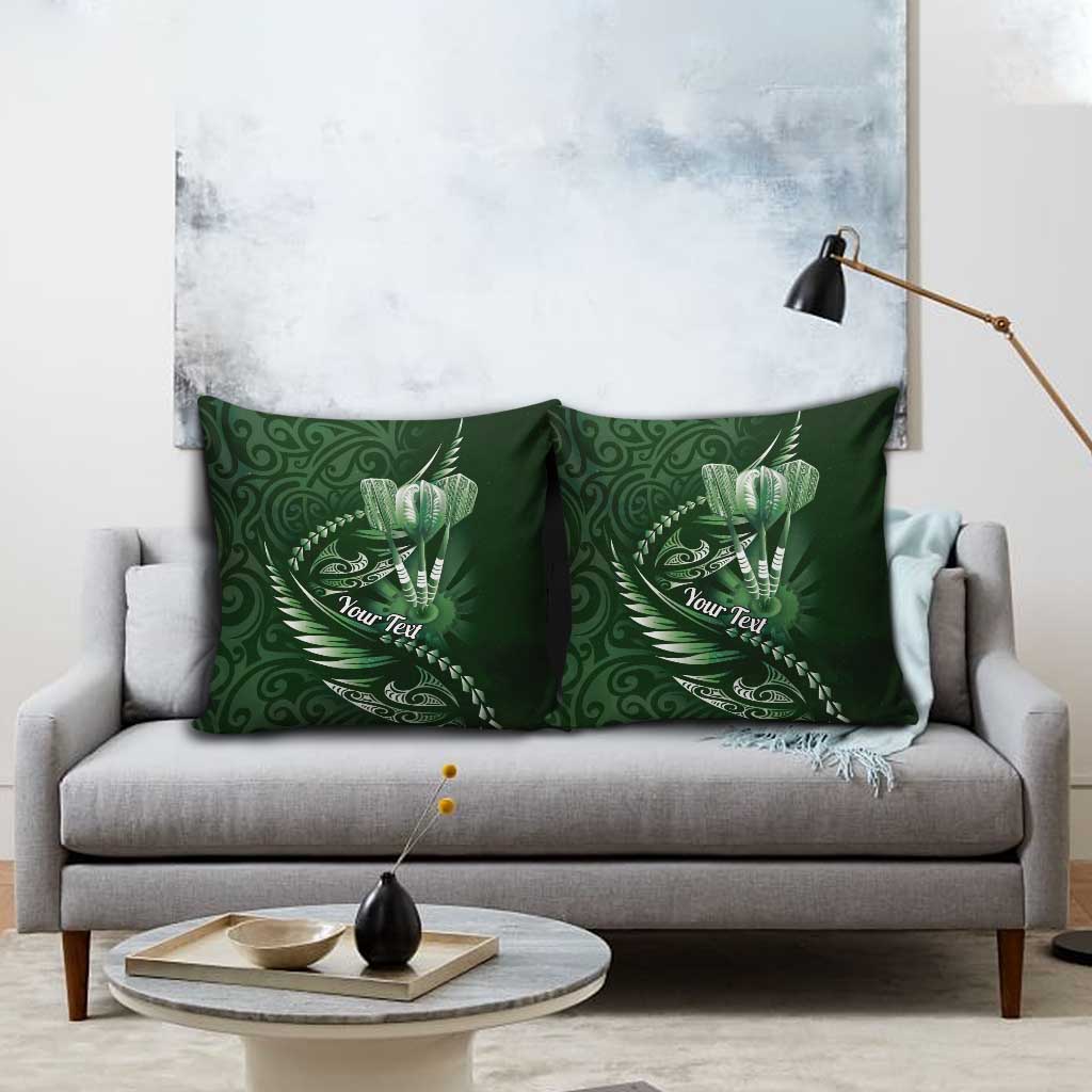 Personalised All Green New Zealand Darts Pillow Cover Aoteroa Fern Maori Galaxy Style - Polynesian Pride