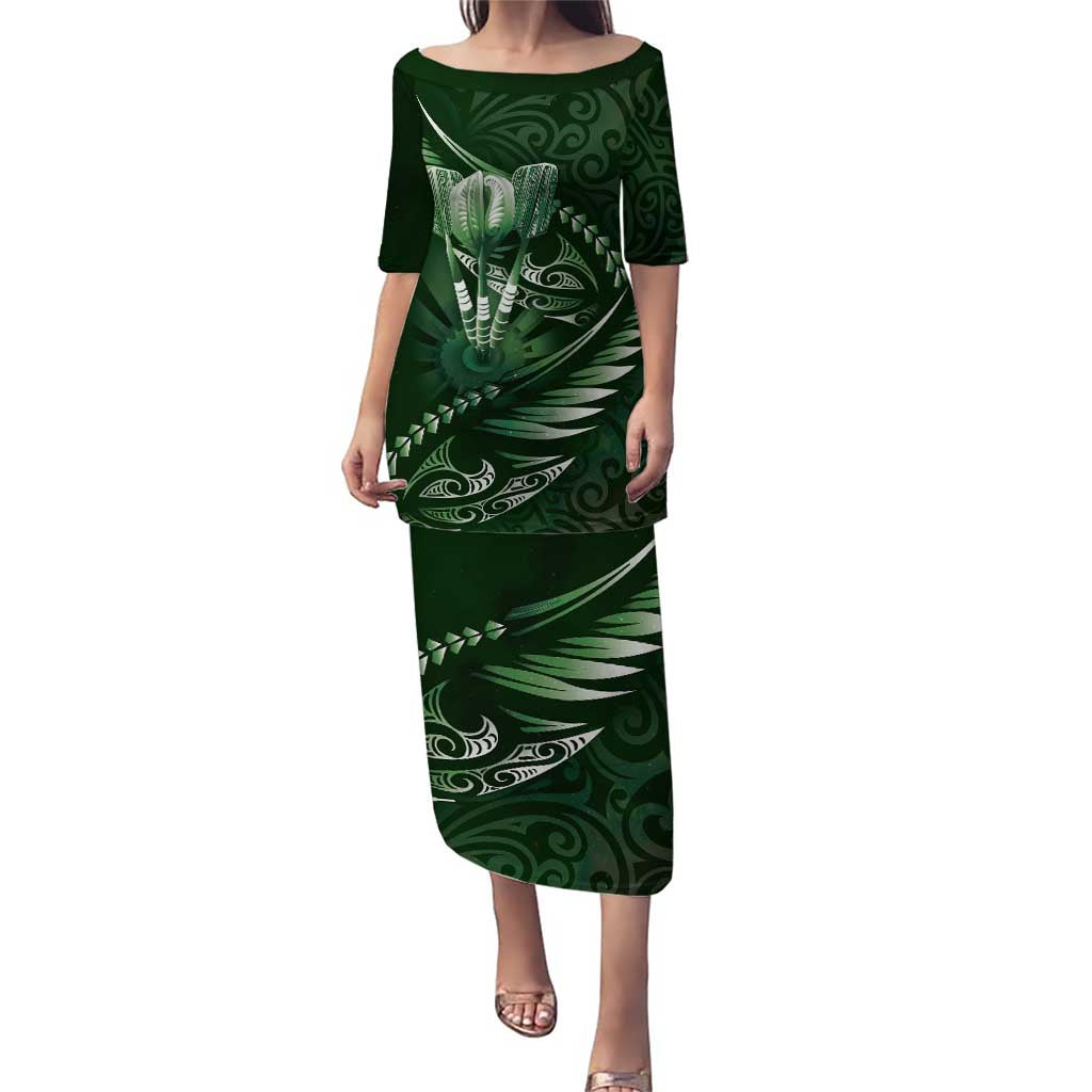 Personalised All Green New Zealand Darts Puletasi Aoteroa Fern Maori Galaxy Style