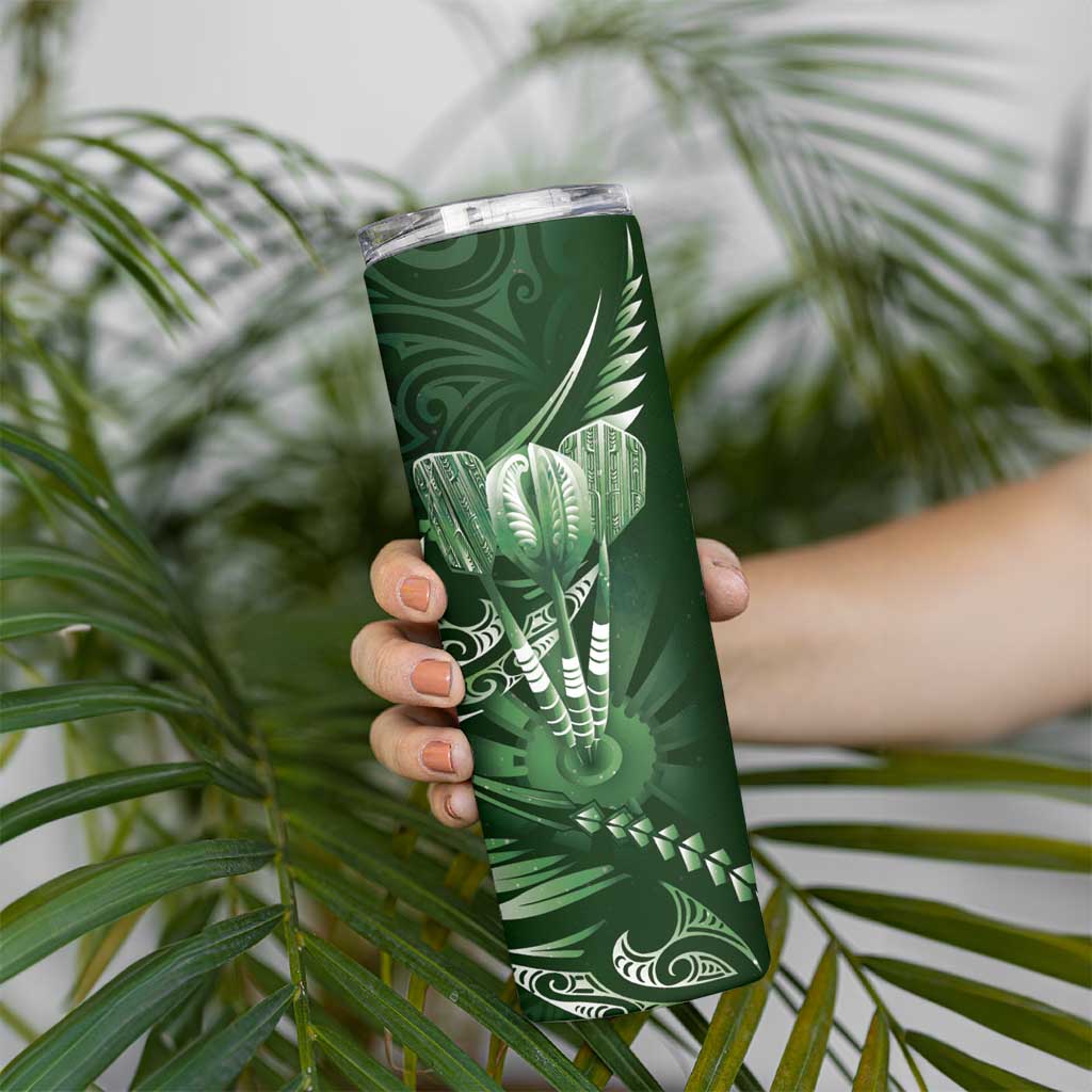 All Green New Zealand Darts Skinny Tumbler Aoteroa Fern Maori Galaxy Style LT14 - Polynesian Pride