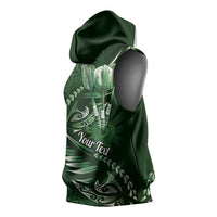 Personalised All Green New Zealand Darts Sleeveless Hoodie Aoteroa Fern Maori Galaxy Style LT14 - Polynesian Pride