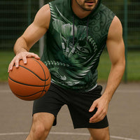 Personalised All Green New Zealand Darts Sleeveless Hoodie Aoteroa Fern Maori Galaxy Style LT14 - Polynesian Pride