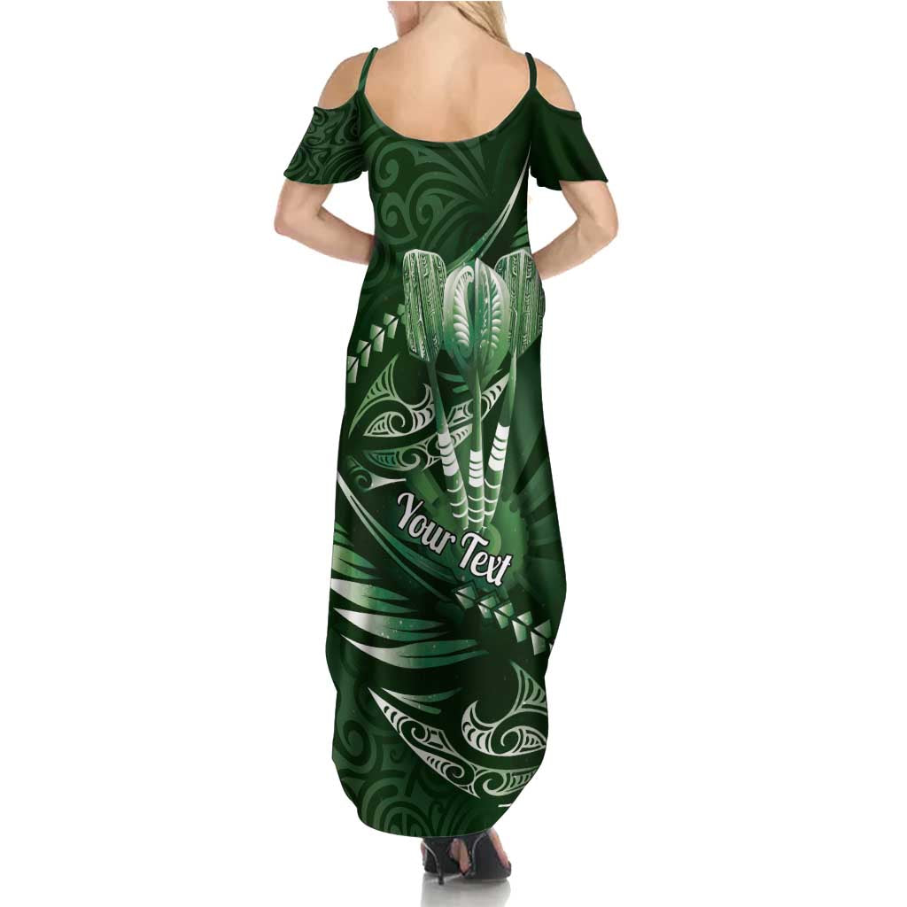 Personalised All Green New Zealand Darts Summer Maxi Dress Aoteroa Fern Maori Galaxy Style LT14 - Polynesian Pride