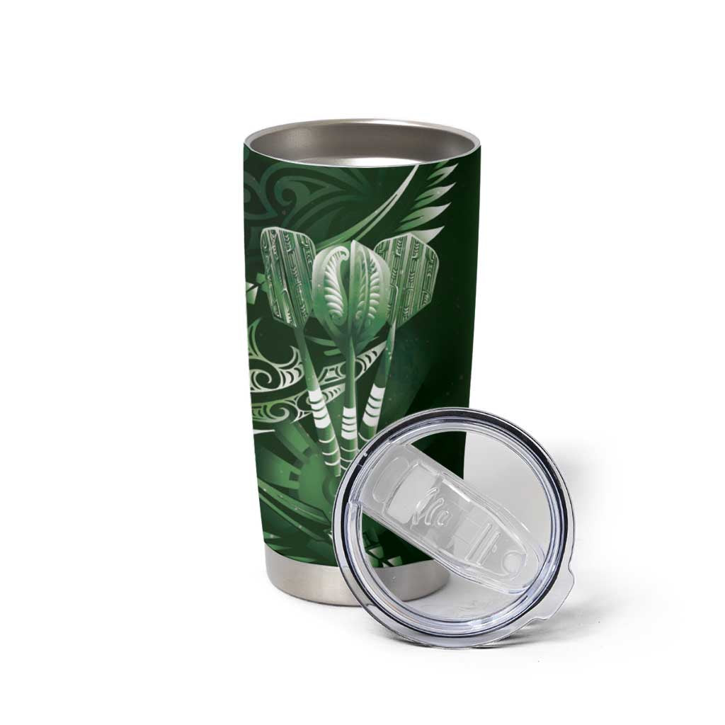 All Green New Zealand Darts Tumbler Cup Aoteroa Fern Maori Galaxy Style LT14 - Polynesian Pride