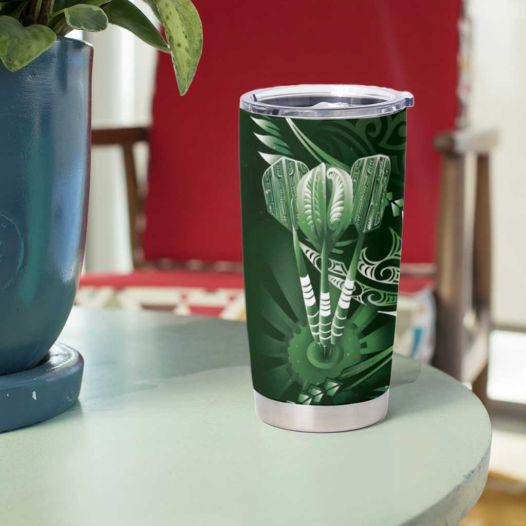 All Green New Zealand Darts Tumbler Cup Aoteroa Fern Maori Galaxy Style LT14 - Polynesian Pride
