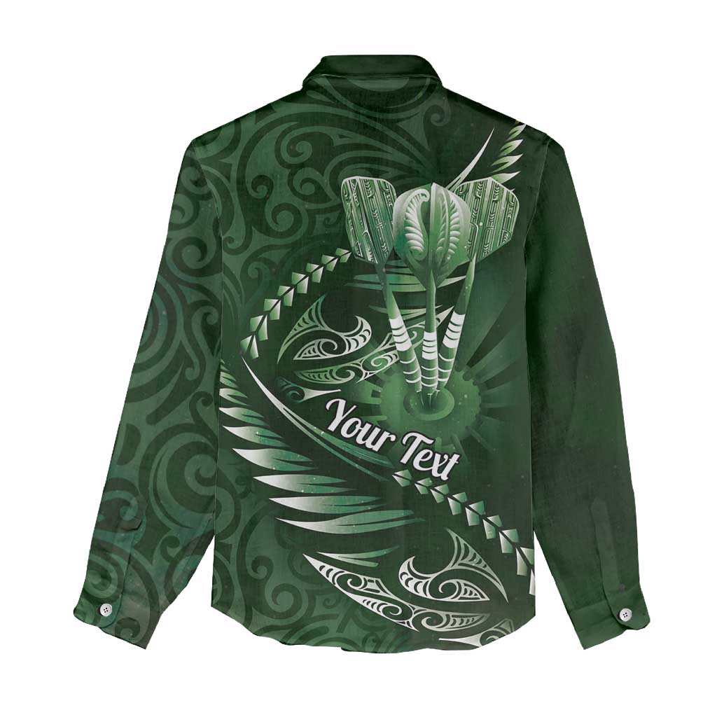 Personalised All Green New Zealand Darts Women Casual Shirt Aoteroa Fern Maori Galaxy Style LT14 - Polynesian Pride