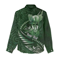 Personalised All Green New Zealand Darts Women Casual Shirt Aoteroa Fern Maori Galaxy Style LT14 - Polynesian Pride