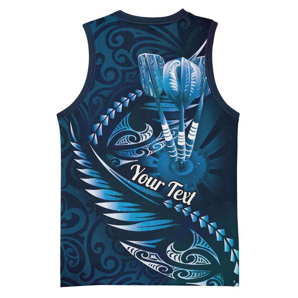 Personalised All Blue New Zealand Darts Basketball Jersey Aoteroa Fern Maori Galaxy Style LT14 - Polynesian Pride