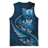 Personalised All Blue New Zealand Darts Basketball Jersey Aoteroa Fern Maori Galaxy Style LT14 - Polynesian Pride